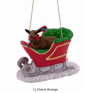 Goat Sleigh Ride Christmas Ornament Brown