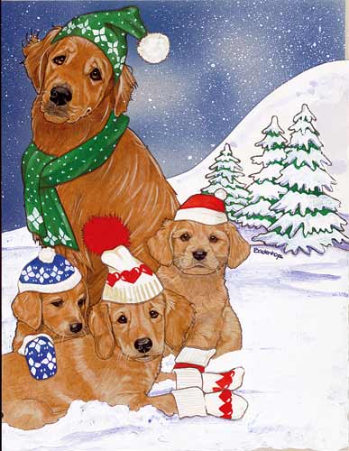 Golden Retriever Christmas Cards Family
