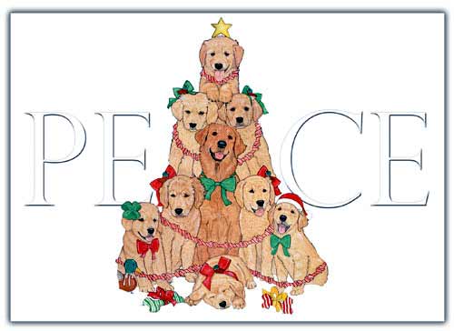 Golden Retriever Christmas Cards Peace