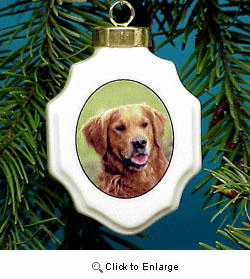 Golden Retriever Christmas Ornament Porcelain