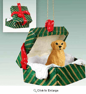 Golden Retriever Gift Box Christmas Ornament
