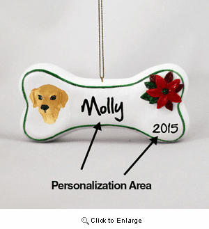 Golden Retriever Personalized Dog Bone Christmas Ornament