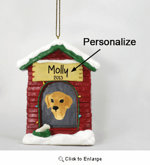 Golden Retriever Personalized Dog House Christmas Ornament