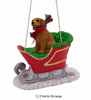 Golden Retriever Sleigh Ride Christmas Ornament