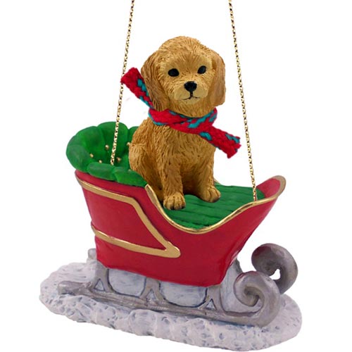 Goldendoodle Sleigh Ride Christmas Ornament