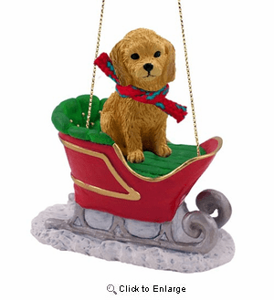 Goldendoodle Sleigh Ride Christmas Ornament