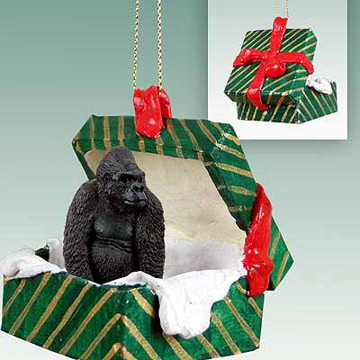 Gorilla Gift Box Christmas Ornament