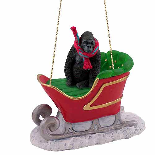 Gorilla Sleigh Ride Christmas Ornament