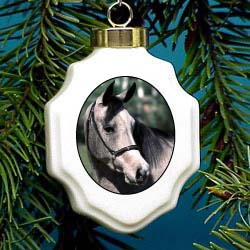 Horse Gray Christmas Ornament Porcelain