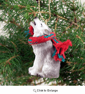 Gray Wolf Tiny One Christmas Ornament