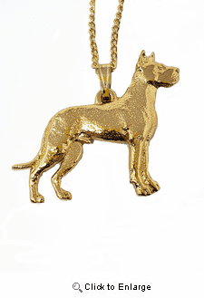 Great Dane 24K Gold Plated Pendant with Necklace