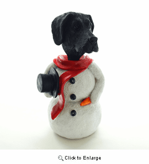 Great Dane Black Uncropped Snowman Christmas Decoration