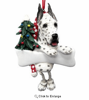 Great Dane Christmas Tree Ornament - Personalize (Harlequin)|Animalden.com