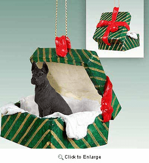 Great Dane Gift Box Christmas Ornament Black