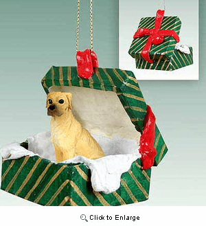 Great Dane Gift Box Christmas Ornament Fawn Uncropped