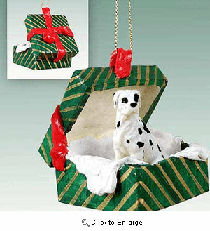 Great Dane Gift Box Christmas Ornament Harlequin Uncropped