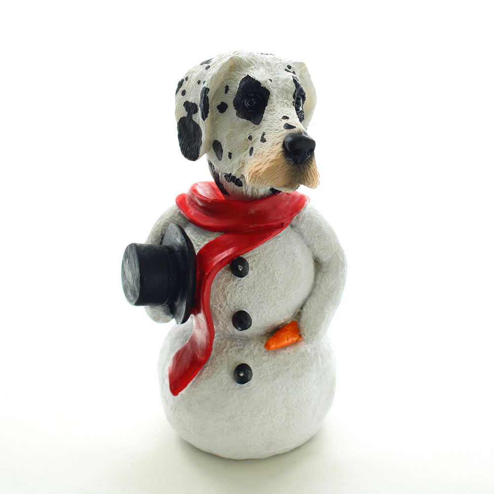 Great Dane Harlequin Uncrop Snowman Christmas Decoration