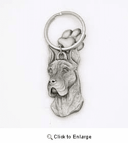 Great Dane Keychain Pewter