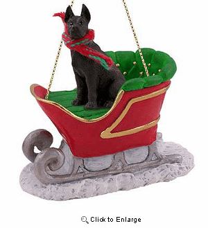 Great Dane Sleigh Ride Christmas Ornament Black
