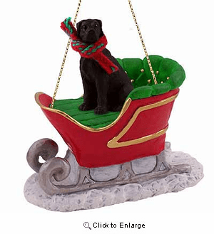 Great Dane Sleigh Ride Christmas Ornament Black Uncropped