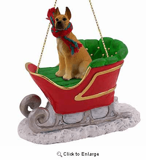 Great Dane Sleigh Ride Christmas Ornament Fawn