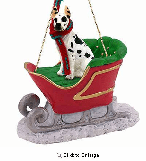 Great Dane Sleigh Ride Christmas Ornament Harlequin