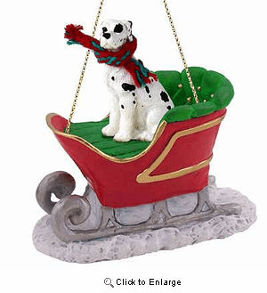 Great Dane Sleigh Ride Christmas Ornament Harlequin Uncropped