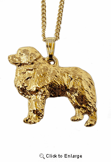 Great Pyrenees 24K Gold Plated Pendant with Necklace
