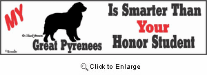 Great Pyrenees Bumper Sticker Honor Student
