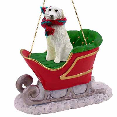 Great Pyrenees Sleigh Ride Christmas Ornament