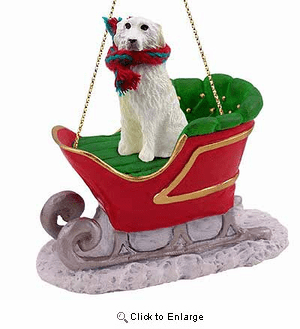 Great Pyrenees Sleigh Ride Christmas Ornament