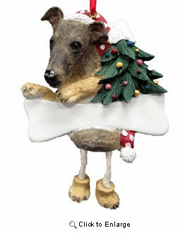 Greyhound Christmas Tree Ornament - Personalize (Brindle)