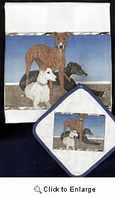 Greyhound Dish Towel & Potholder