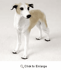 Greyhound Figurine Tan and White 4"