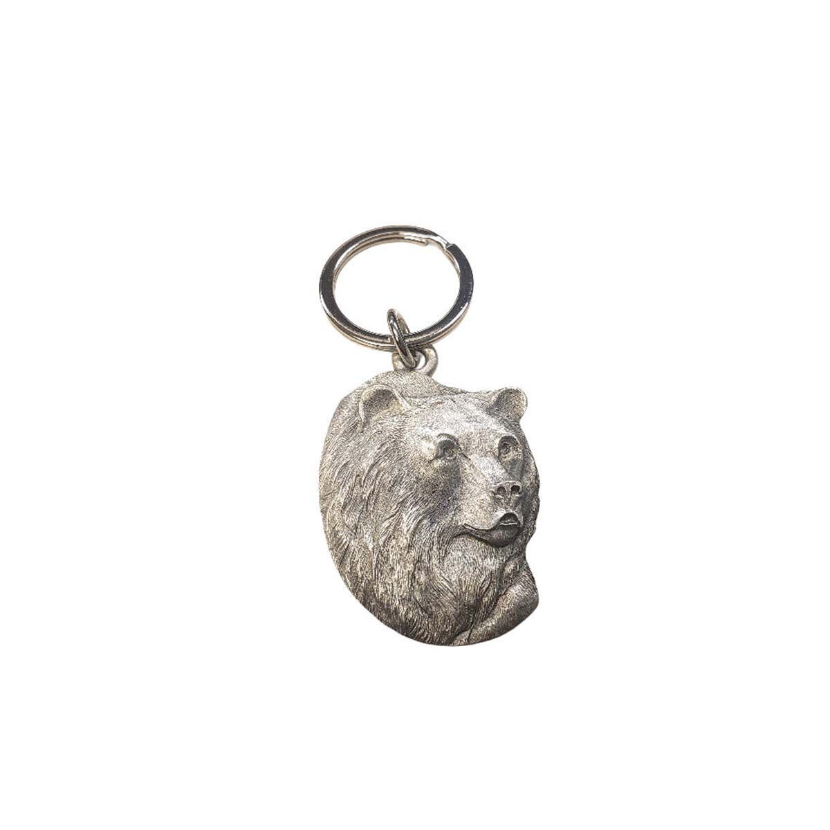 Grizzly Bear Pewter Keychain