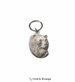 Grizzly Bear Pewter Keychain
