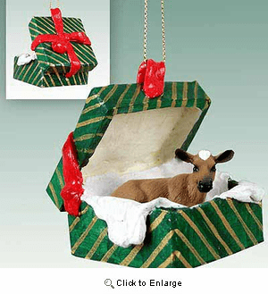 Guernsey Cow Gift Box Christmas Ornament
