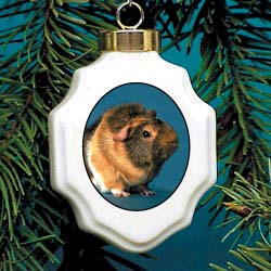Guinea Pig Christmas Ornament Porcelain