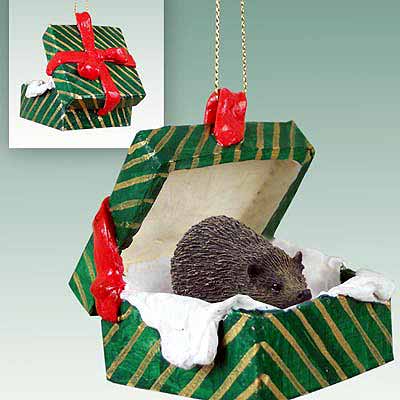 Hedgehog Gift Box Christmas Ornament