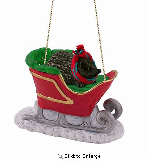 Hedgehog Sleigh Ride Christmas Ornament