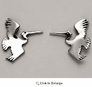 Heron Earrings Sterling Silver