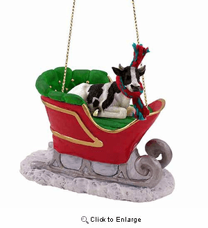 Holstein Bull Sleigh Ride Christmas Ornament