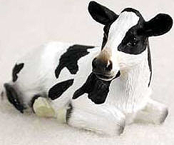 ZIBO ART GLASS MINIATURE COW HOLSTEIN