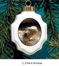 Horned Toad Christmas Ornament Porcelain