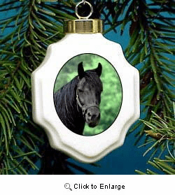 Horse Black Christmas Ornament Porcelain