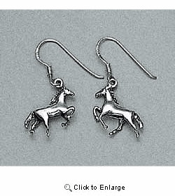 Horse Earrings Galloping Sterling Silver