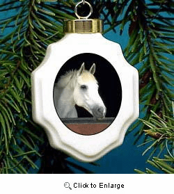 Horse White Christmas Ornament Porcelain