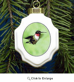 Hummingbird Christmas Ornament Porcelain