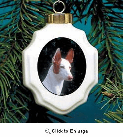 Ibizan Hound Christmas Ornament Porcelain