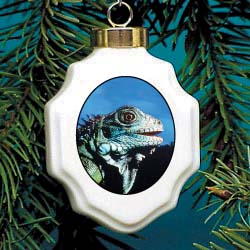 Iguana Christmas Ornament Porcelain